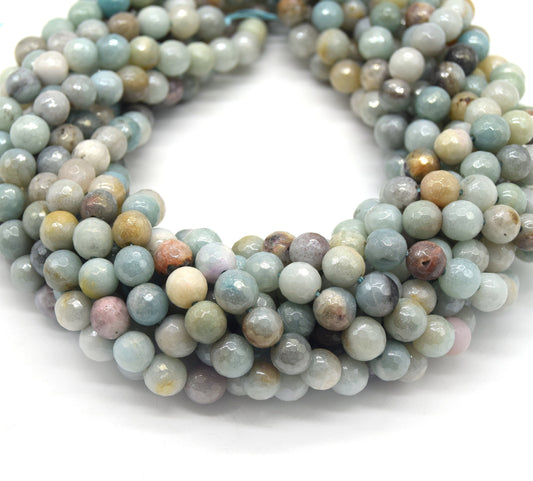 Mystic Coated Amazonite Beads - Faceted Round AB Coated Gemstone Beads - 8mm & 10mm Available