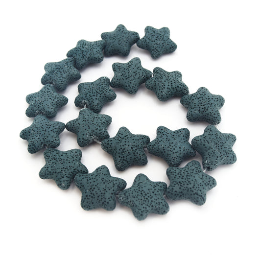 Star Lava Beads | Natural Dark Teal Lava Rock Beads - 22mm 27mm 42mm Available