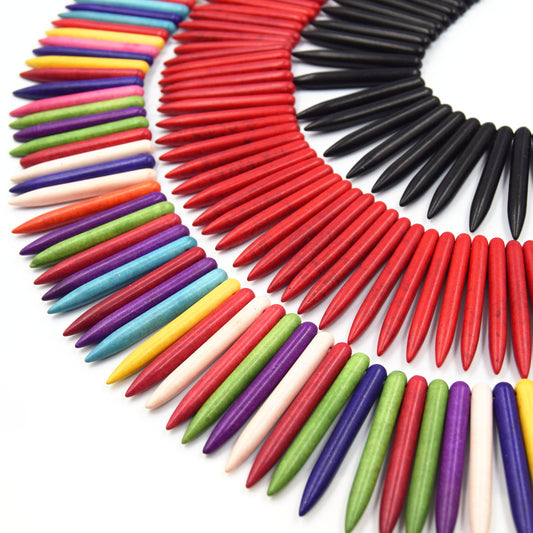 Howlite Stick Beads | Dyed Spike Shaped Beads- 6mm x 45mm - 3 Colors