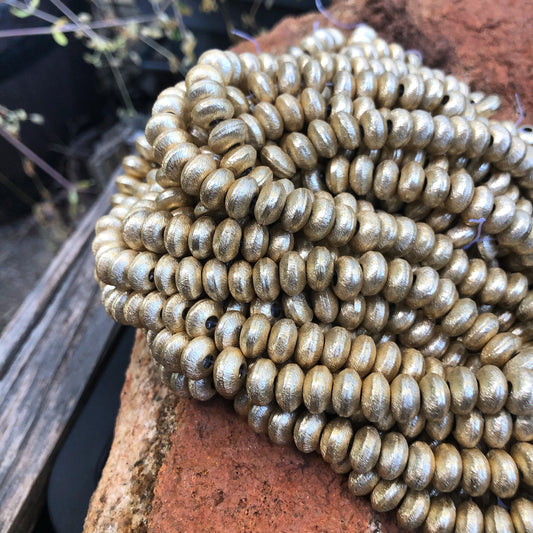 Brass Beads - Gold Brushed Rondelle Metal Beads - 8mm 10mm Available