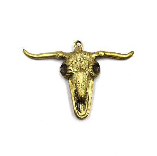 Brass Pendant | Gold Plated Brass Steer Head Shaped Pendant | Bull Pendant | Large Brass Pendant | Gold Steerhead Pendant | 60mm x 90mm