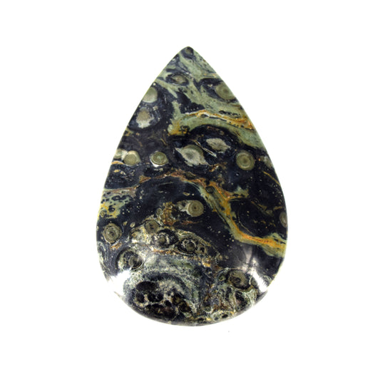 Kambaba Jasper Cabochon | Teardrop Flat Back Cabochon | 42mm x 64mm - 6.5mm Dome Height | OOAK Natural Gemstone Cabochon