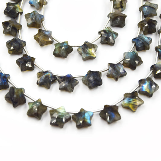 Labradorite Beads | Hand Cut Indian Gemstone | 12mm Star Shaped Beads