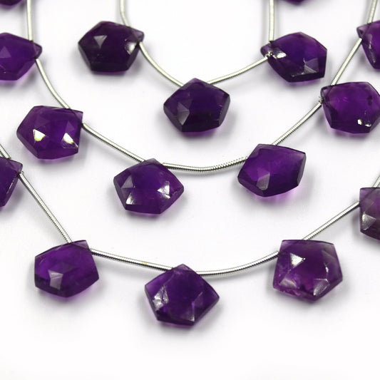 Amethyst Beads | Hand Cut Indian Gemstone | 15mm Pentagon Shaped Beads