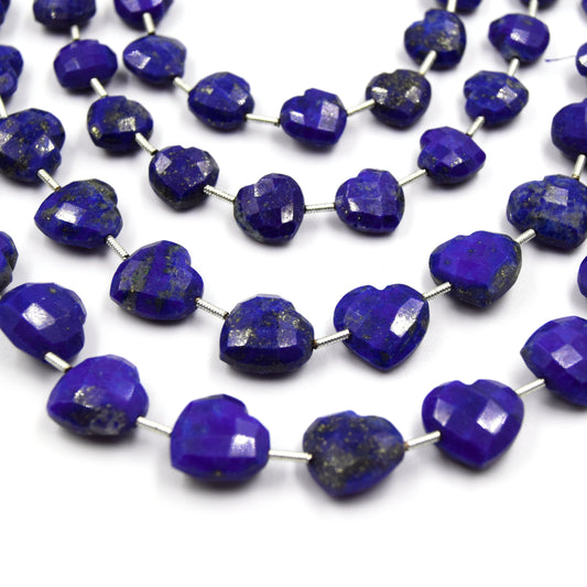 Lapis Lazuli Beads | Hand Cut Indian Gemstone | 10mm And 12mm Heart Shaped Beads