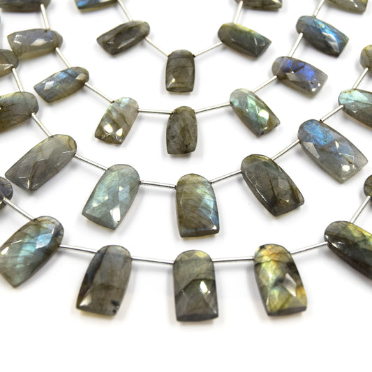 Labradorite Beads | Hand Cut Indian Gemstone | Upside Down U Shaped Beads