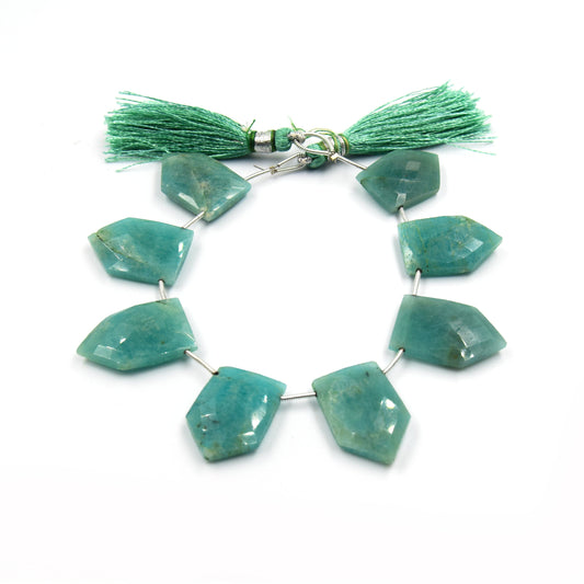Amazonite Beads | Hand Cut Indian Gemstone | 12mm x 25mm Shield Shaped Beads