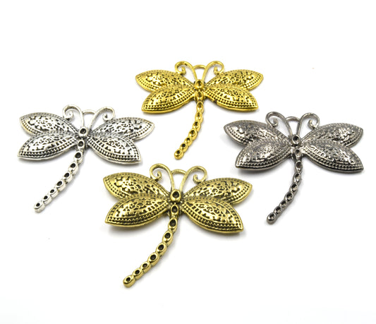 Dragonfly Pendant | 65mm x 64mm Brass Dragonfly Pendant | Gold Silver Oxidized Gold Oxidized Silver Available