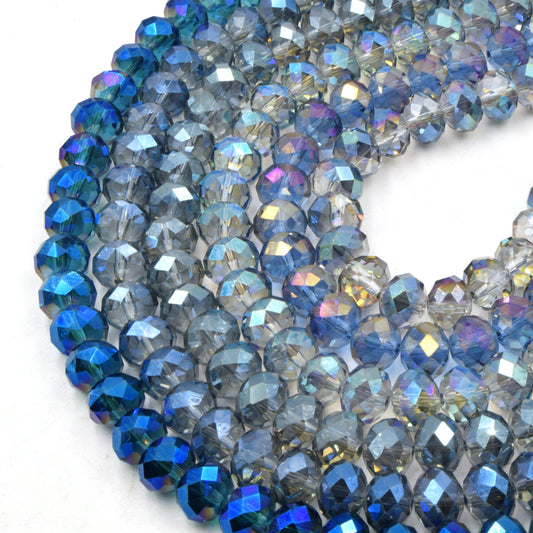 Chinese Crystal Beads | 10mm Faceted Multicolor AB Rondelle Shaped Crystal Beads