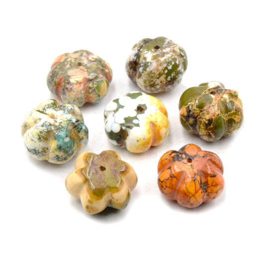 Howlite Pumpkin Beads | 15mm x 22mm Pumpkin Shaped Beads | Sold Individually
