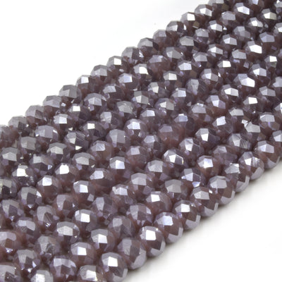 Chinese Crystal Beads | 6mm Faceted AB Coated Rondelle Shaped Crystal Beads | Peach, Tan, Purple, Lavender