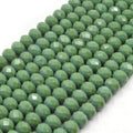 Chinese Crystal Beads | 10mm Faceted Opaque Rondelle Shaped Crystal Beads | Green Crystal Beads