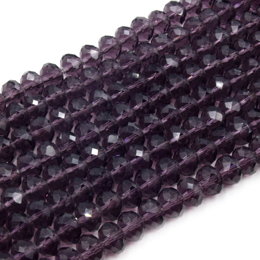 Chinese Crystal Beads | 8mm Faceted Transparent Rondelle Shaped Crystal Beads | Blue Green Purple