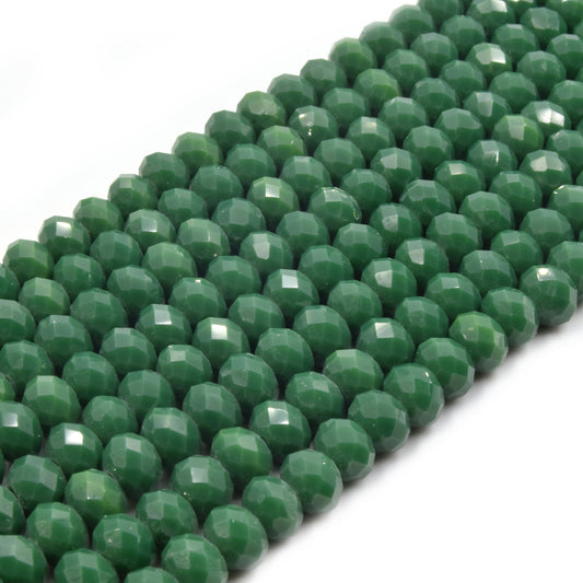 Chinese Crystal Beads | 6mm Faceted Opaque Rondelle Shaped Crystal Beads | Green, Teal