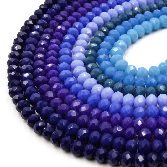 6mm Faceted Opaque Rondelle Chinese Crystal Beads | Navy Blue Aqua Glass Beads for Jewelry Making