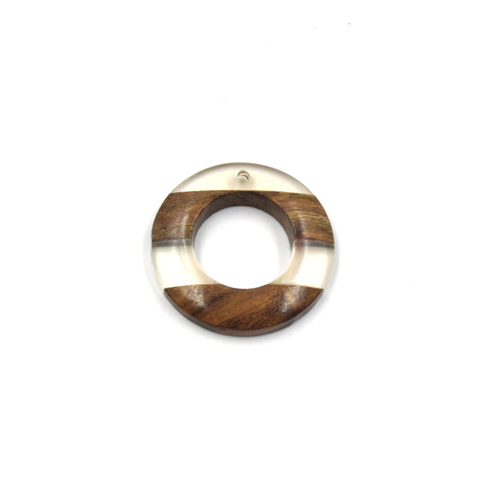 Acrylic Wood Pendants | Resin Pendants | 38mm Clear Wooden Circle Drilled Pendant