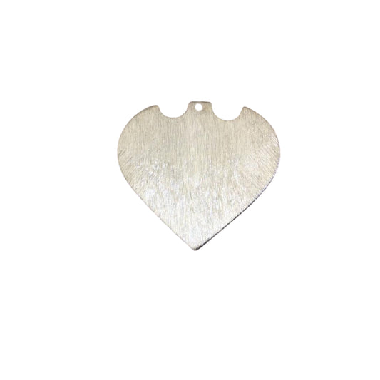 Medium Sized Silver Plated Copper Blank Pointed Heart/Shield Shaped Pendant Components- Measuring 23mm x 24mm -Sold in Packs of 10 (240A-SV)