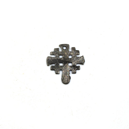 Gunmetal Plated Copper Hashmark/Crosshatch Medieval Cross Shaped Components - Measuring 15mm x 19mm - Sold in Packs of 10 (205-GM)