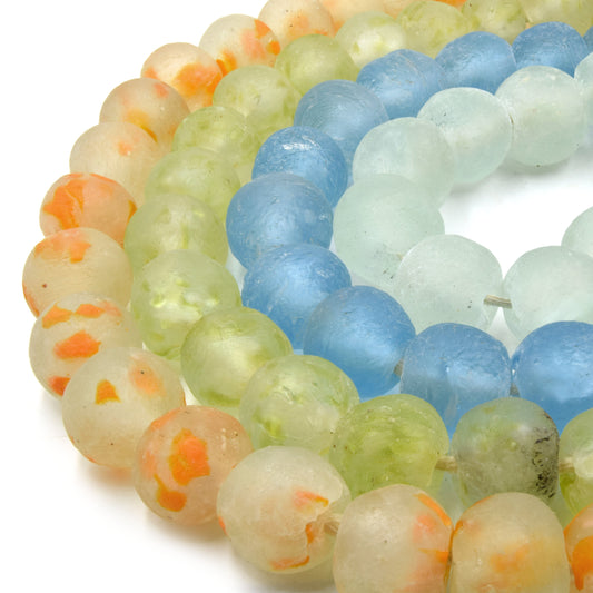 African Glass Beads | 20mm Recycled African Glass Round Rondelle Beads - Sold by Approx. 20" Strand (~30 Beads)