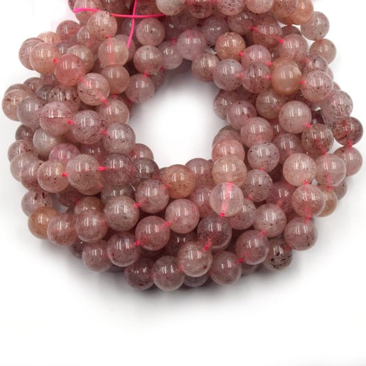 Strawberry Quartz Beads | 6mm, 8mm, 10mm Smooth Round Beads | Gemstone Beads | Wholesale Beads