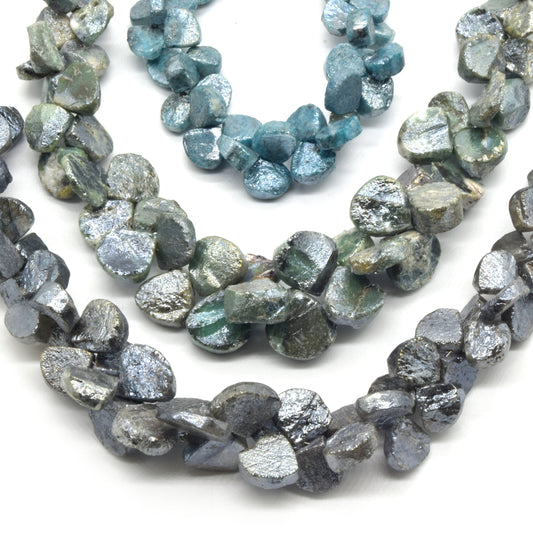 Mystic Quartz Beads | AB Coated Dyed Quartz Graduated Briolette Beads - Green Blue Gray Available - Indian Cut Gemstone