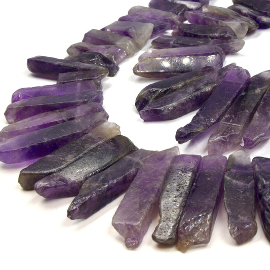 Amethyst Beads | Graduated Freeform Flat Stick Shaped Beads | High Quality Amethyst | Loose Gemstone Beads