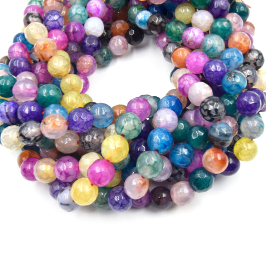 Agate Beads | Dyed Mixed Faceted Round Gemstone Beads | 4mm 6mm 8mm 10mm 12mm Available