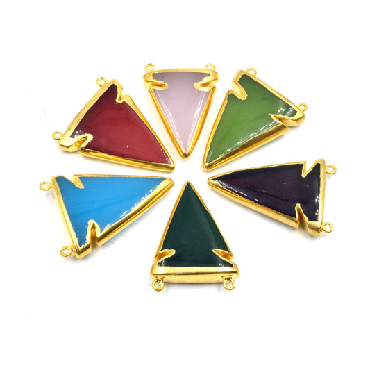Gemstone Pendant | Chalcedony Pendant | Arrowhead Gold Electroplated Pendant | Double Bailed Pendant | Limited Quantities Available