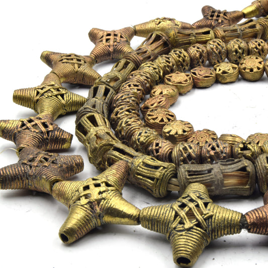African Brass Beads | African Lost Wax Beads | Casted Brass Beads | Four Shapes Avaiable