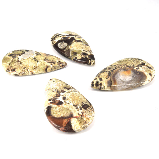 Drilled Brown Rhyolite Pendant | Natural Top-Drilled Brown Rainforest Jasper Cabochon | Brown Mushroom Jasper Teardrop Pendant