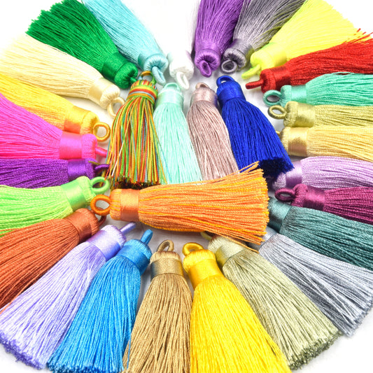Tassel Pendants | 2 inch Wrap Cap Tassels | Threaded Tassel - Silk/Polyester