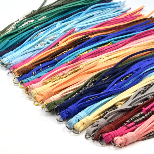 Long Tassel | 10 inch Faux Suede Leather Tassel Pendant with Stacked Rings | Tassels for Jewelry Making | Bag Tassels | Keychain Tassel