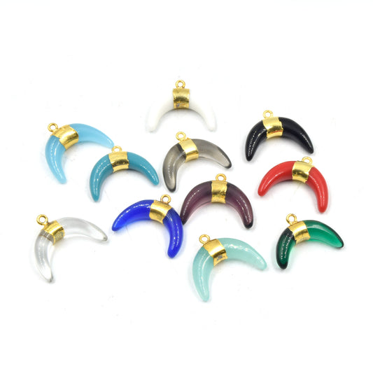 Crescent Pendant | Glass Crescent Pendants | Electroformed Crescent Charms | Small Crescents for Jewelry Making | Crescent Jewelry