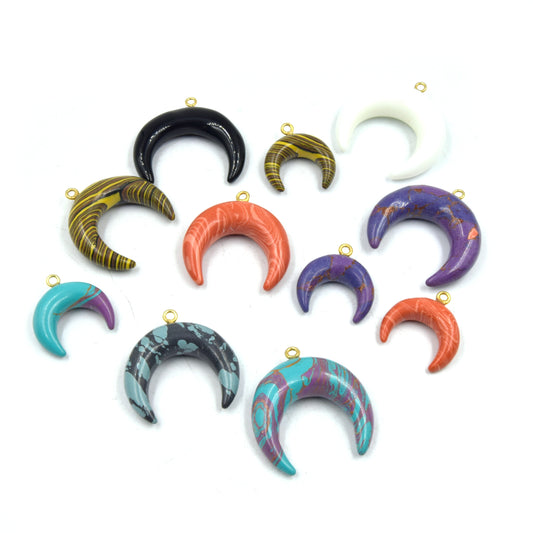 Glass Crescent Pendant | Glass Art Pendant | Crescent Charm | Colored Glass Pendant | Pendant for Necklace or Bracelet