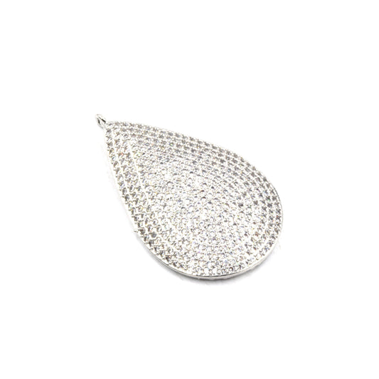 CZ Teardrop Pendant | Silver Drop Focal Pendant | Cubic Zirconia Pendant
