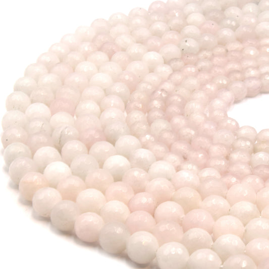 Large Hole Rose Quartz Beads | Light Rose Quartz Faceted Round Beads with 2mm Holes | Loose Beads | 7.5" Strand | 8mm 10mm Available