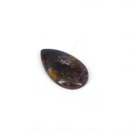 Cacoxenite Cabochon | Pear Shaped Flat Back Cabochon | 20mm x 35mm - 5mm Dome Height | OOAK Natural Gemstone Cabochon