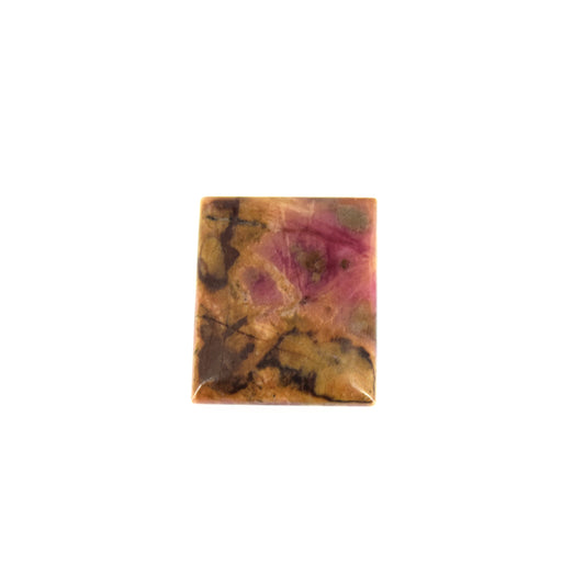 Rhodonite Cabochon | Rectangle Flat Back Cabochon | 23mm x 27mm - 4mm Dome Height | OOAK Natural Gemstone Cabochon