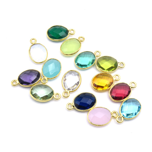 Round Charms | Oval Pendants | 10mm Gold Plated Hydro Quartz Bezels | Birthstone Charms | Bezel Pendant | Earring Components