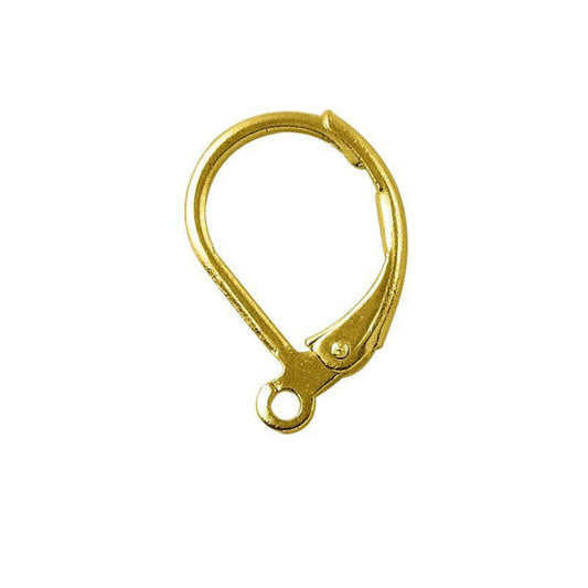 10mm x 15mm - 18k Gold Overlay Lever Back with Loop - High Quality Earring Finding - Five Pairs Per Pack (Ten Pieces Total)
