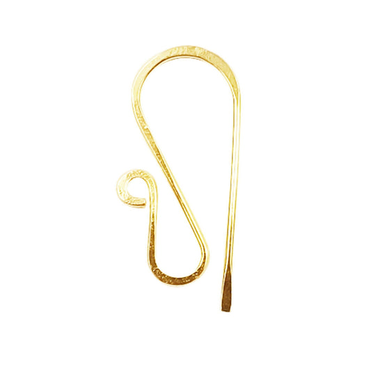 10mm x 24mm - 18k Gold Overlay Hammered "S" Shape with Open Hook - High Quality Earring Wire - 6 Pairs Per Pack (12 Pieces Total)