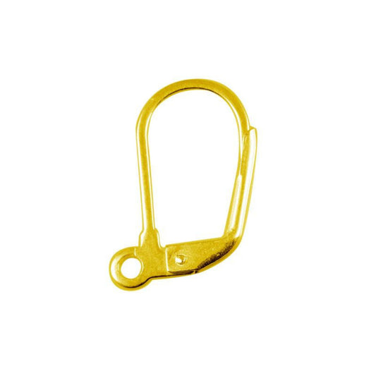 10mm x 17mm - 18k Gold Overlay Lever Back with Loop - High Quality Earring Finding - Four Pairs Per Pack (Eight Pieces Total)
