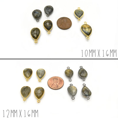 Teardrop Labradorite Bezel | 8mm, 10mm, 12mm, 14mm, 16mm, 18mm, 20mm | Gold, Silver, Gunmetal Labradorite Focals