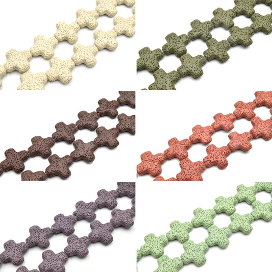 Lava Beads | Plus Cross Shaped Beads | Essential Oil Diffuser Beads