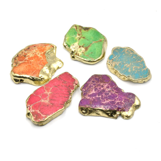 Sea Sediment Jasper Slab Beads | Electroplated Jasper Beads | Pink Sea Sediment Jasper, Green Sea Sediment Jasper, Blue Sea Sediment Jasper