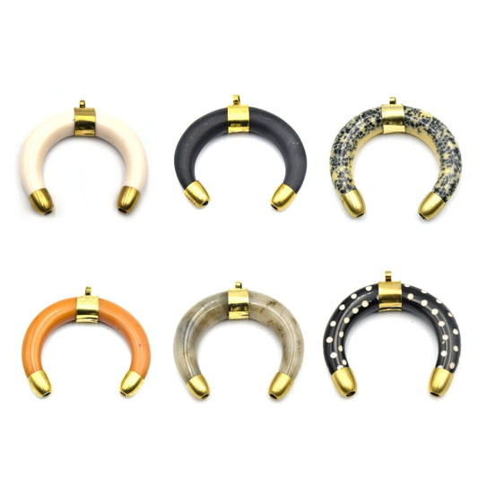 Crescent Pendant | Acrylic Colored Focal Pendant | White Crescent Brown Crescent Peach Crescent Black Crescent