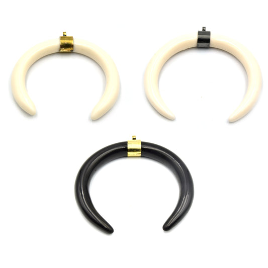 Crescent Pendant | Acrylic Focal Pendant | 3 inch Crescent | White Crescent, Black Crescent | Necklace Pendant