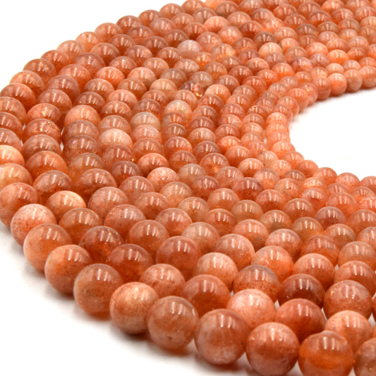 AAA Sunstone Beads | 5mm, 6mm, 7mm, 8mm, 9mm | Round Smooth Sunstone Beads