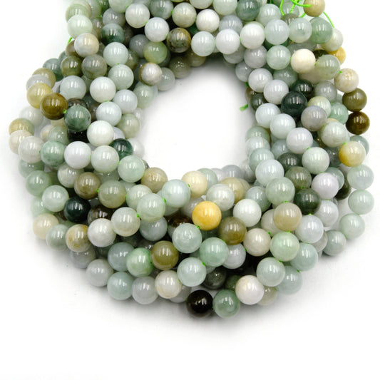 Natural Burma Jade Beads | Untreated Smooth Glossy Jadeite Round Beads | 6mm 8mm 10mm 12mm