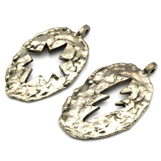 Tibetan Brass Pendant | Lightening Pendant Sun Pendant | Large Focal Pendant | Soldered Silver Pendant
